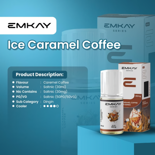 EMKAY Liquid Ice Caramel coffee (30ml) - Saltnic - Gambar 2