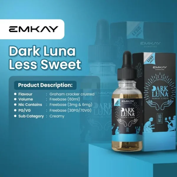 Liquid Dark Luna Less Sweet Freebase 60ml 3mg EMKAY - Gambar 2
