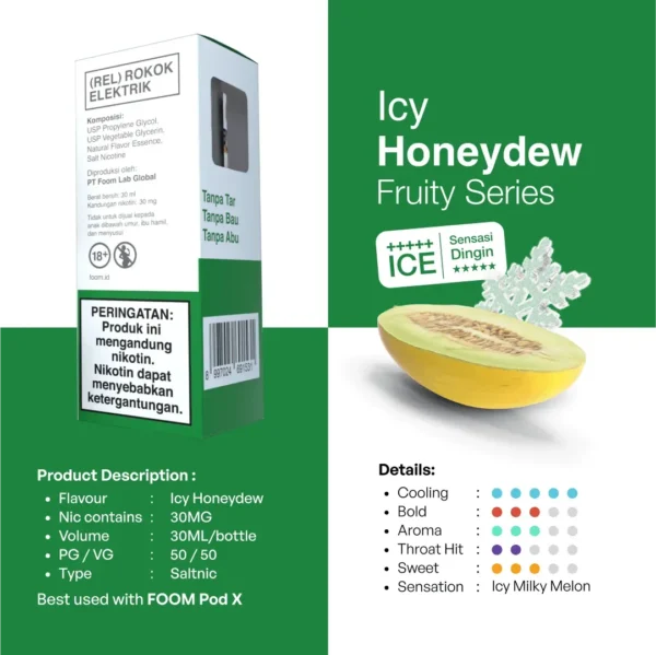 LIQUID FOOM FRUITY SALT ICY HONEYDEW - Gambar 2