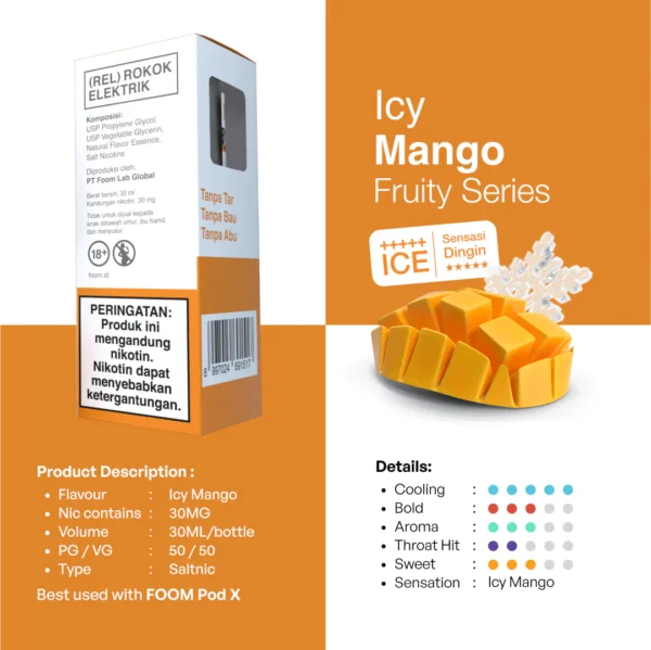 LIQUID FOOM FRUITY SALT ICY MANGO - Gambar 2