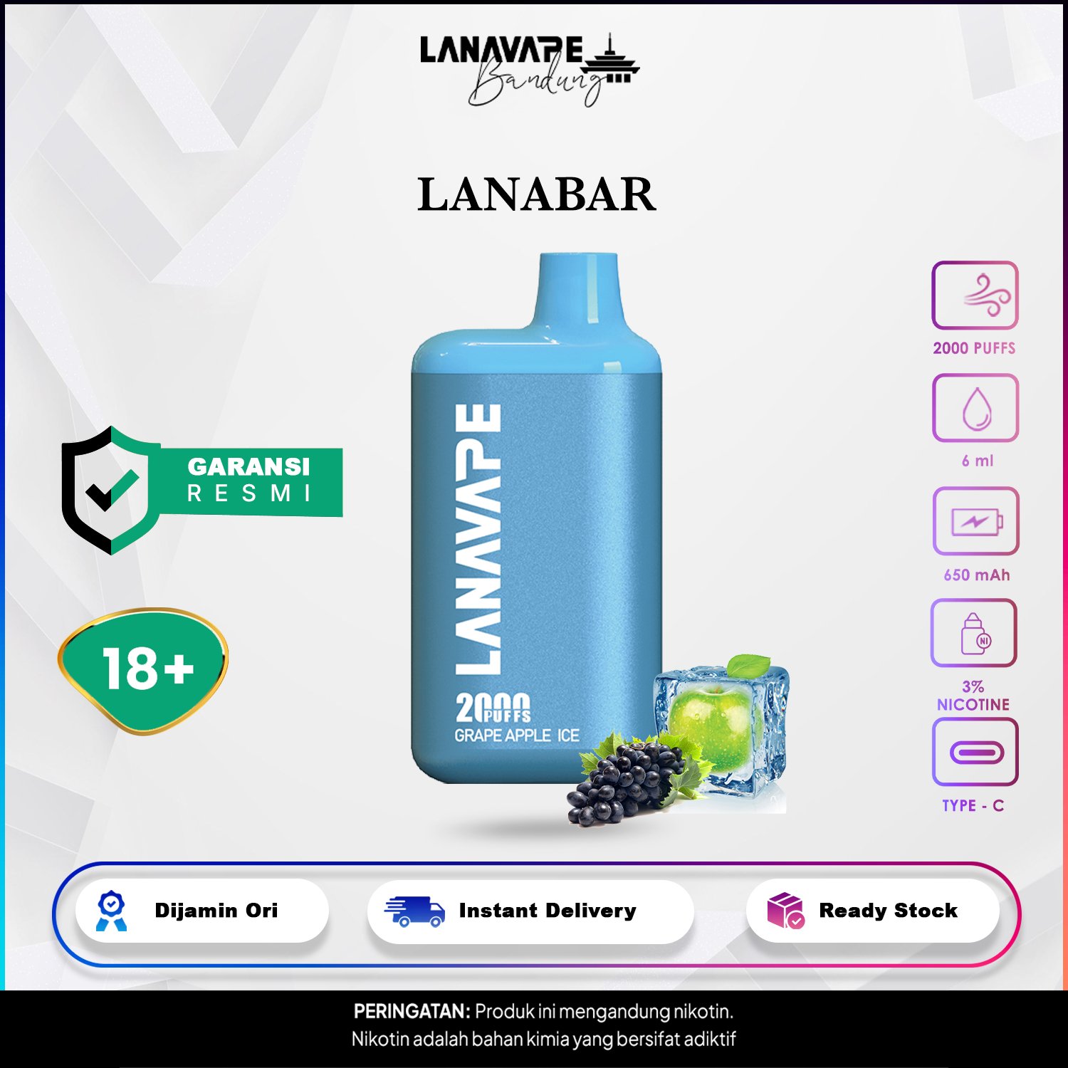 Lanavape LANABAR 2000 Puffs Disposable - Gambar 2