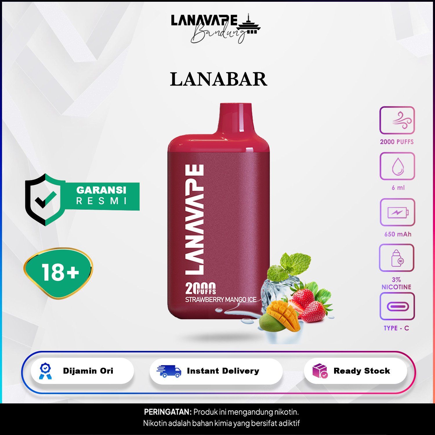 Lanavape LANABAR 2000 Puffs Disposable - Gambar 5